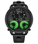 Stuhrling 4051 3 Terratime Triple Quartz Black Leather Strap Mens Watch. Fixed Price $145.00.