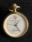 2002 Salt Lake Olympic Seiko Lapel Pin Clock Watch Working Needs Battery Change. Fixed Price $34.00.