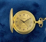 Colibri Gold Tone Quartz Hunter Case Men's Pocket W/12 Chain Watch 47MM. Fixed Price $25.50.