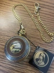 Franklin Mint Ted Blaylock Pocket Watch Bald Eagle Gold Tone Chain New Battery. Fixed Price $25.00.