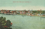 Antique Postcard Scenic View West Side Rockford Illinois - From Across River. Fixed Price $12.99.