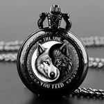 Black Wolf Pocket Watch Full Hunter Case Quartz With Chain. Fixed Price $12.95.