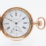 Antique 6S Waltham Fancy Star Pattern 15J Hunter Pocket Watch Seaside 10K Gf. Fixed Price $254.25.