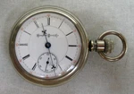 1897 Hampden Grade: John Hancock Pocket Watch Railroad 18S 21J RUNNING(80). Fixed Price $310.00.