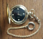 Colibri Swiss Goldtone Black Face Pocket Watch W/4DIAMONDS. Fixed Price $29.00.