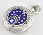 Antique Swiss Silver & Blue Enamel Hunter Pocket Watch - Courvoisier Freres. Fixed Price $504.62.