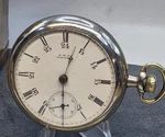 A.w. Co. P.s. Bartlett 18S Nickeloid Pocket Watch Running ! 24HOUR Dial. Fixed Price $195.00.