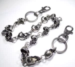 23" Skull Pocket Watch Wallet Holder Curb Link Chain Belt Clasp Silver Tone .. Fixed Price $23.38.