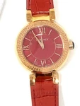 New Versace Leda Women's Gold Ip Red Mop Dial Leather Watch VNC040014. Fixed Price $999.00.