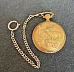 Vtg Caravelle 17 Jewels Swiss Made Pocket Watch Hunting Deer Elk Hounds Runs Ok. Fixed Price $89.99.