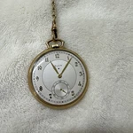 Elgin Open Face Pocket Watch 10S, 15 Jewels, Gold Filled Case With Chain - 1921. Fixed Price $200.00.