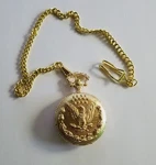Eiger American Eagle Quartz Pocket Watch Novelty Polished Brass Finish Nwob. Fixed Price $10.00.