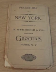 Original 1890'S 'pocket Map' Fold-out New York Ethridge & Co Grocers (jc). Fixed Price $100.00.
