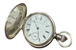 Runs American Watch Co. Waltham Coin Silver Pocket Hunting Case 50MM Lever Set. Fixed Price $299.99.