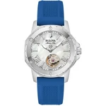 Bulova Men's Watch Marine Star Automatic Open Heart Mop Dial Blue Strap 96L324. Fixed Price $347.55.