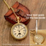 Custom Engraved Personalized Brass Pocket Watch With Leather Case.. Fixed Price $32.00.