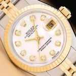 Rolex Ladies Datejust 69173 Mother Of Pearl Diamond 18K Gold Steel Watch. Fixed Price $5695.00.