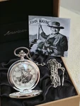 John Wayne American Legend Chrome Pocket Watch Roman Dial 654/1200 Nos. Fixed Price $50.00.