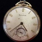 Vintage Bulova 10K Rgp Men's Pocket Watch, 17J 10S, 17AH Running On Time. Fixed Price $150.00.