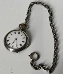 Antique 1909 George Stockwell 925 Sterling Silver Pocket Watch W/ Chain, No Work. Fixed Price $124.95.