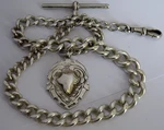 Antique Heavy 61.7G Solid Silver Pocket Watch Albert Chain & Double Sided Fob. Fixed Price $299.05.