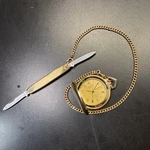 Bulova Accutron Quartz Pocket Watch Running 12K Gf Chain 14K Rostfrei Knife. Fixed Price $125.00.