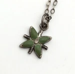 Vintage Sterling Silver Dainty Green Flower Rolo Chain Necklace 18 1.6G #37. Fixed Price $14.99.