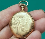 Ladies Pocket Watch 14K Gold Filled Dueber Hampden 3/0S Ls Hunter Pendant As Is. Fixed Price $195.00.