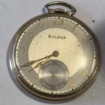 Bulova Pocket Watch 17 Jewels 10K Rolled Gold Plate Tested / Keeps Time. Fixed Price $60.00.