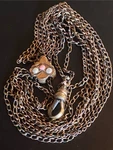 Antique 48 Victorian Pocket Watch Fob Chain Gold Filled Seed Pearl Slide Anchor. Fixed Price $87.50.