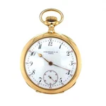 Patek Philippe Antique Pocket Watch 18K Yellow Gold White Enamel Dial 1891. Fixed Price $13000.00.