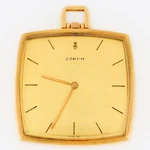 Corum 18K Solid Gold Cushion Tv Shape Pocket Watch Ref 8137 40MM W/ostrich Pouch. Fixed Price $3995.00.