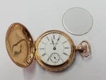 1897 Hampden Pocket Watch Grade No 206 Model 3 6S 11J Runs (read Desc). Fixed Price $200.00.