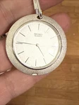Seiko Men's Quartz Pocket Watch Small 43-0149 Silver 38MM 13 Chain New Battery. Fixed Price $129.00.