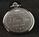 Pocket Watch Engraved To Son Love Dad - Fathers Gift, Family Holiday Present. Fixed Price $24.88.