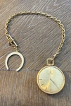 Vintage Elgin Mens Pocket Watch With Chain And Horseshoe Fob. Fixed Price $150.00.