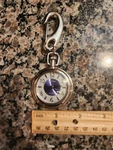 Bodygear 36-156 Japan Silver/blue Inlay Keychain Pocket Watch New Battery Works. Fixed Price $30.00.