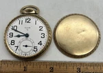 Elgin 575 - 15J Pocket Watch! 10K Rolled Gold Plate Case Works No Glass 1949. Fixed Price $200.00.