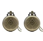 Masonic Pocket 2 Pack Freemason Quartz Antique Style Chain Watches Gift. Fixed Price $25.00.