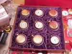 Vintage 16- 18S Antique 9 Pocket Watch Storage Tray 11 X 3/4" Purple Oak. Fixed Price $124.99.