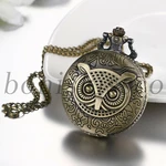 Men's Antique Owl Patterned Arabic Numerals Quartz Pocket Watch Sweater Necklace. Fixed Price $8.99.