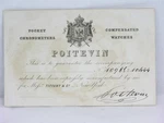 Antique 1850'S Tiffany / Poitevin Pocket Watch Certification Card Time Table. Fixed Price $145.00.