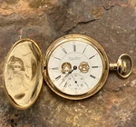 1909 Illinois Dennis Schram Tri-gold Filled 16S 17J Hunters Case Pocket Watch. Fixed Price $500.00.