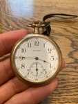 Waltham Pocketwatch 17J Gold Open Front Case Serial Number 18460990. Fixed Price $140.00.
