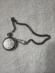 Montana Quartz Pocket Watch Full Hunter Silver Metal White Dial X5039. Fixed Price $125.00.