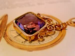 Pocket Watch Chain Fob Victorian 12CT Rose Gold Filled & Amethyst Glass 1890S. Fixed Price $168.06.