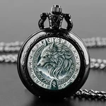 Black Wolf Pocket Watch Full Hunter Case Quartz With Chain. Fixed Price $12.95.