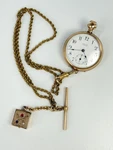 Antique Ideal Usa Pocket Watch Gold Filled Chain Fob Running 40.84G. Fixed Price $225.00.