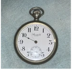 New York Standard Watch Co. Silveroid Pocket Mechanical Arabic Numerals. Fixed Price $80.00.