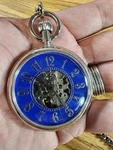 Vintage Majesti 17J , Manual Wind Blue Face Skeleton Pocket Watch. Fixed Price $24.99.